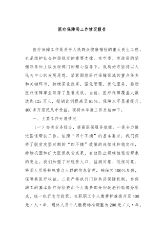 医疗保障局工作情况报告