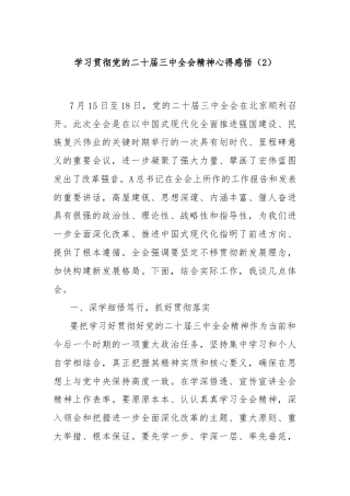 学习贯彻党的二十届三中全会精神心得感悟（2）