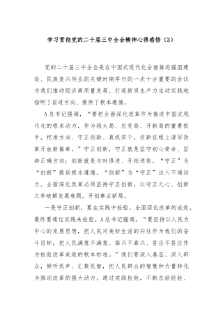 学习贯彻党的二十届三中全会精神心得感悟（3）