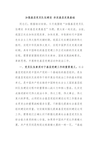 加强基层党员队伍建设 夯实基层发展基础