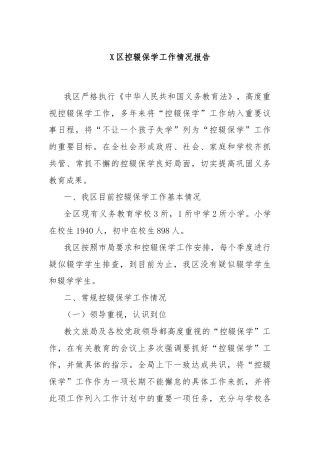 X区控辍保学工作情况报告