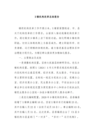 X镇机构改革总结报告