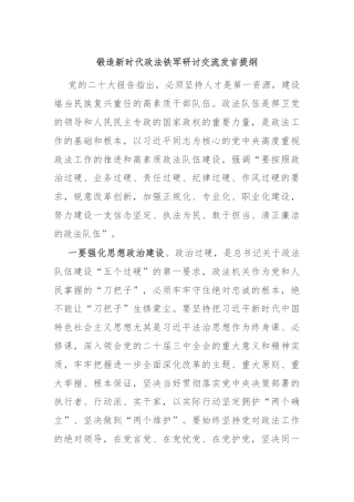锻造新时代政法铁军研讨交流发言提纲