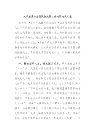 关于某县公务员队伍建设工作建设情况汇报