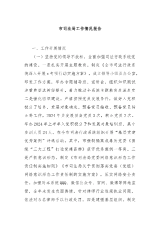 市司法局工作情况报告