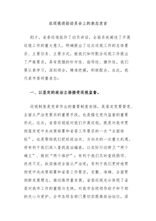 在巡视进驻动员会上的表态发言