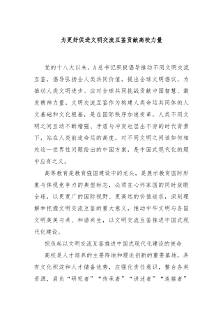 为更好促进文明交流互鉴贡献高校力量