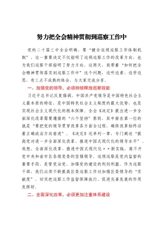 区委巡察办主任学习二十届三中全会精神心得体会