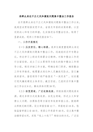 局群众身边不正之风和腐败问题集中整治工作报告