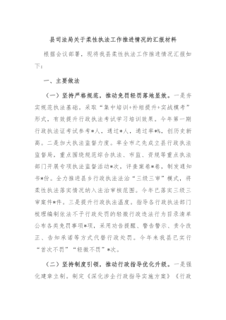县司法局关于柔性执法工作推进情况的汇报材料