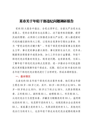 某市关于年轻干部违纪问题调研报告