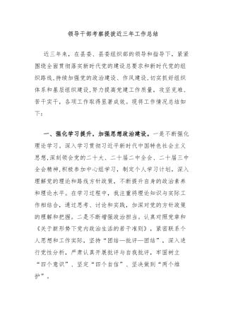 领导干部考察提拔近三年工作总结
