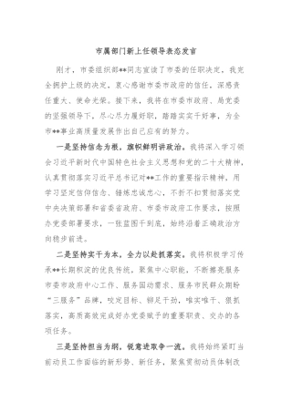 市属部门新上任领导表态发言