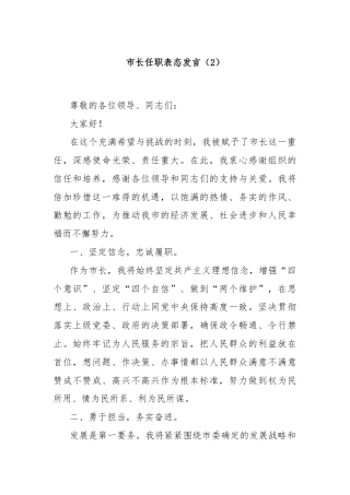 市长任职表态发言（2）