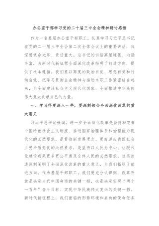 办公室干部学习党的二十届三中全会精神研讨感悟