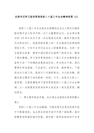 支部书记学习宣传贯彻党的二十届三中全会精神党课（2）