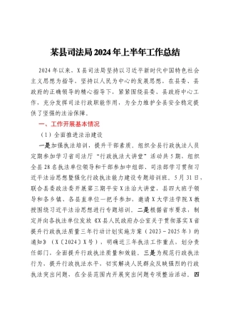 某县司法局2024年上半年工作总结