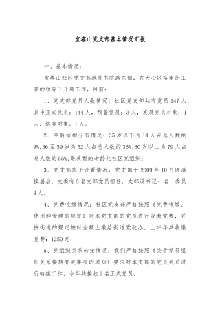 宝塔山党支部基本情况汇报