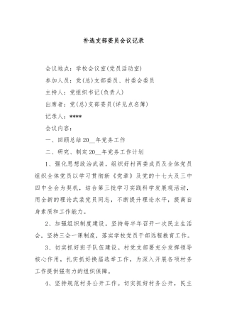补选支部委员会议记录