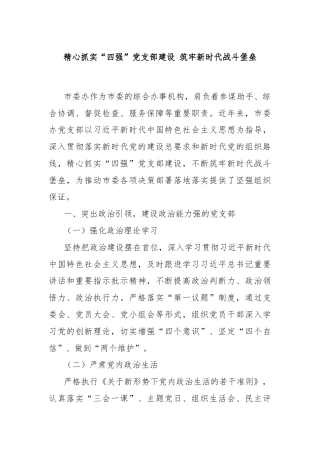 精心抓实“四强”党支部建设 筑牢新时代战斗堡垒