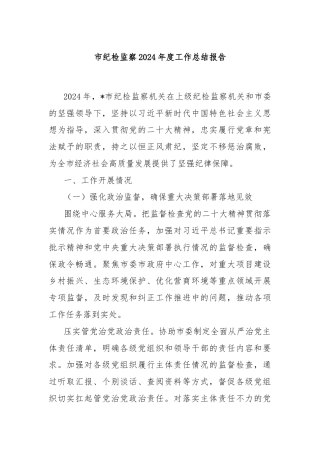 市纪检监察2024年度工作总结报告