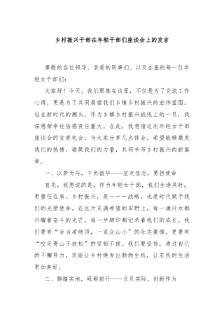 乡村振兴干部在年轻干部们座谈会上的发言