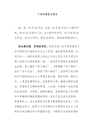 干部考察综合报告