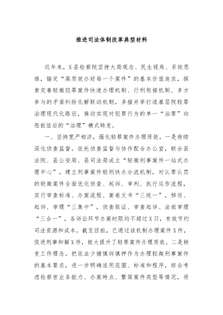 推进司法体制改革典型材料