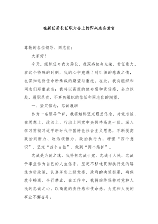 在新任局长任职大会上的即兴表态发言