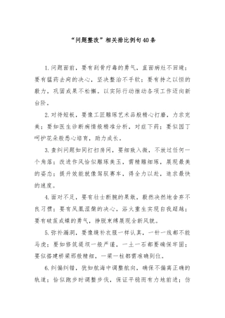 “问题整改”相关排比例句40条