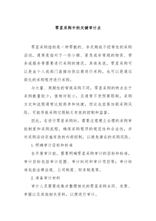 零星采购中的关键审计点