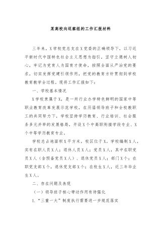 某高校向巡察组的工作汇报材料