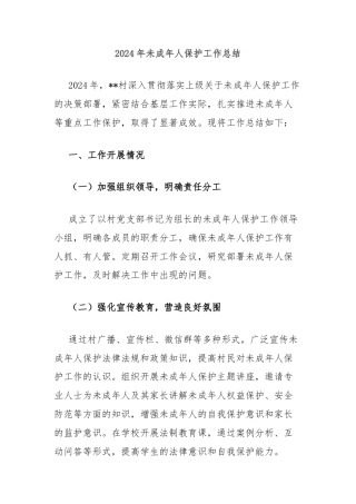 2024年未成年人保护工作总结