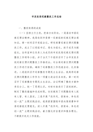 市发改局巡察整改工作总结