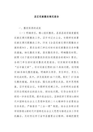 县区巡察整改情况报告