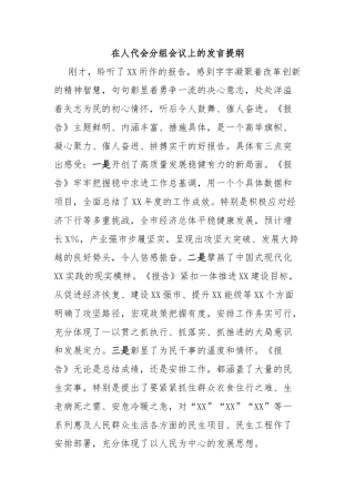 在人代会分组会议上的发言提纲