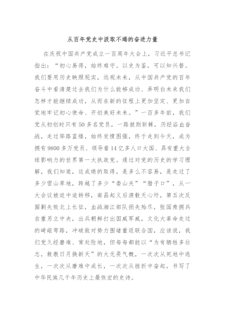 从百年党史中汲取不竭的奋进力量