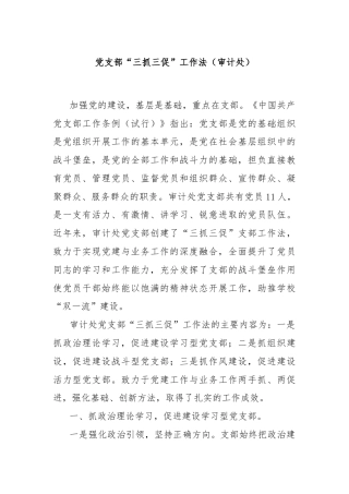党支部“三抓三促”工作法（审计处）