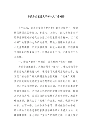 市委办公室党员干部个人工作感悟