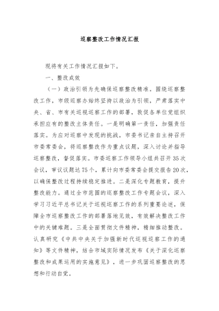 巡察整改工作情况汇报
