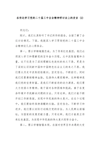 在传达学习党的二十届三中全会精神研讨会上的发言 (2)