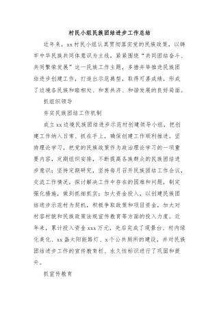 村民小组民族团结进步工作总结