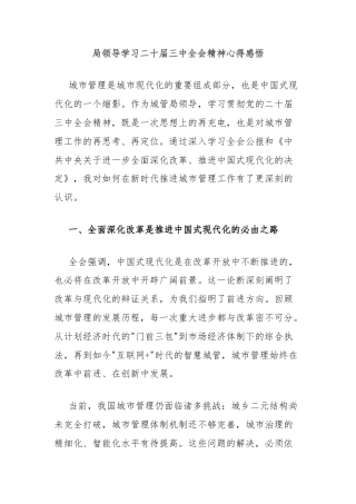 局领导学习二十届三中全会精神心得感悟