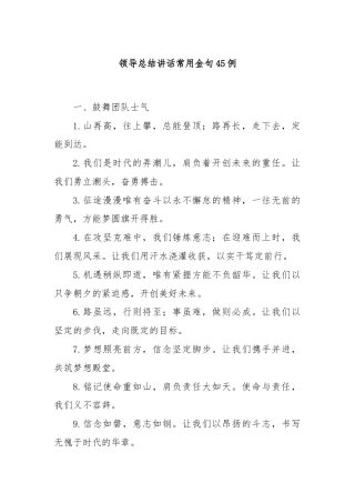 (45例)领导总结讲话常用金句