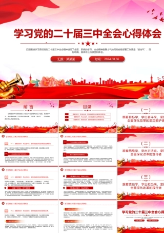 红色精美学习党的二十届三中全会心得体会PPT