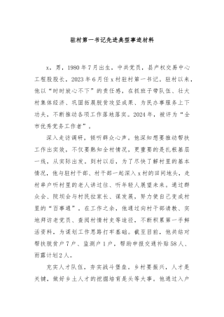 驻村第一书记先进典型事迹材料