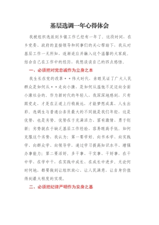 基层选调一年心得体会