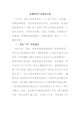 发展特色产业情况汇报