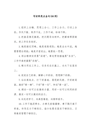 (66例)写材料亮点金句