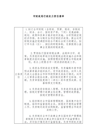 XX市财政局行政权力责任清单
